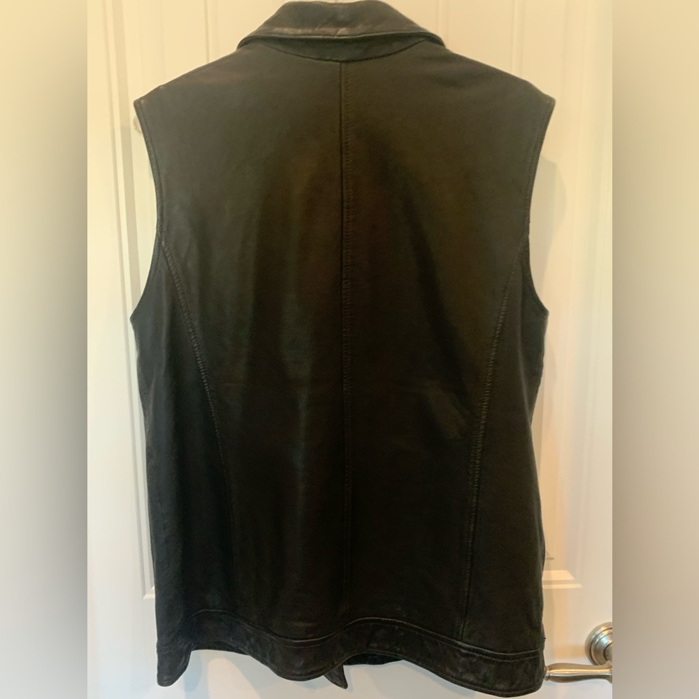 Nordstrom Halogen Black Leather Moto Biker Vest Size L - Picture 8 of 13